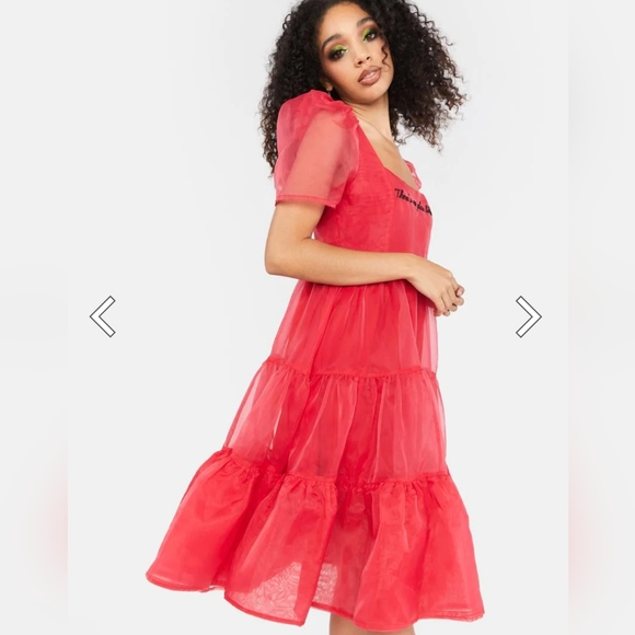 Dolls Kill no place like home red oganza nice dress NWOT med - Picture 6 of 9